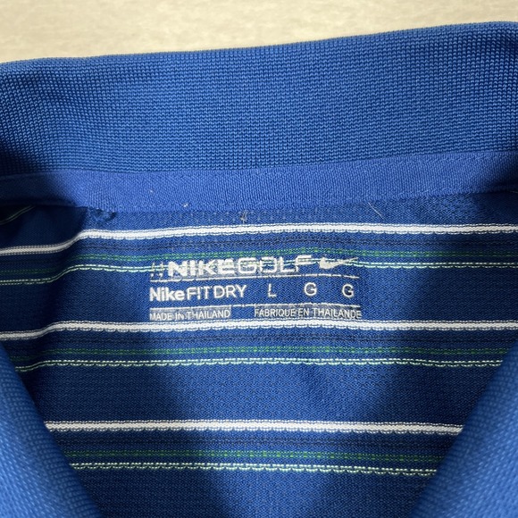 Nike Golf Polo Shirt Mens Large Dri-Fit‎ Performance Striped 319699-407 - Picture 5 of 10